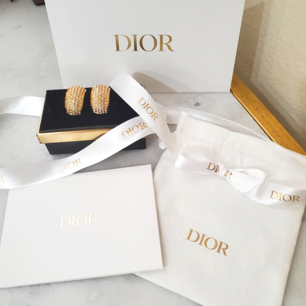 Christian Dior Gold Bling Dome Earrings